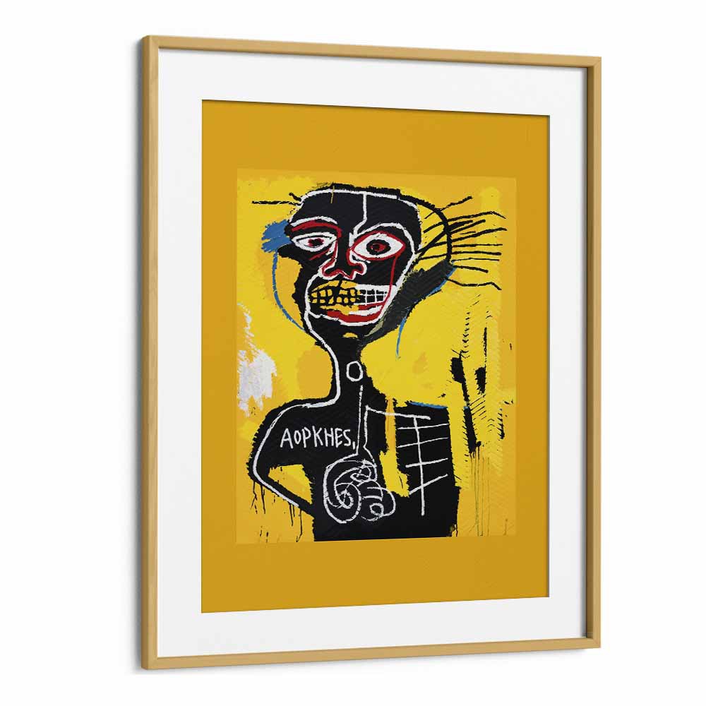 Cabeza By Jean Michel Basquiat (1982) Pop Art Artwork in Oak Wood Frame With Mount