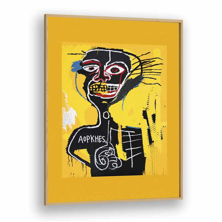 Cabeza By Jean Michel Basquiat (1982) Pop Art Artwork in Oak Wood Plain Frame