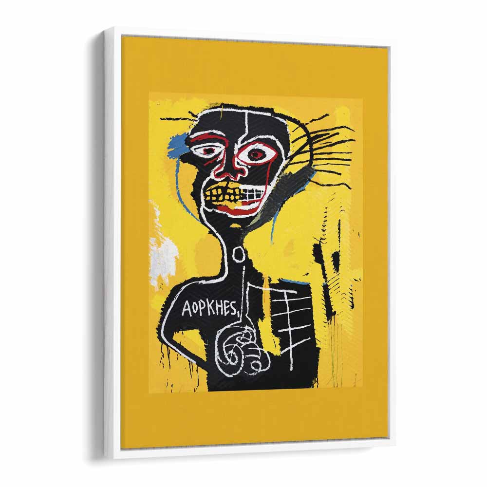 Cabeza By Jean Michel Basquiat (1982) Pop Art Artwork in White Floater Frame