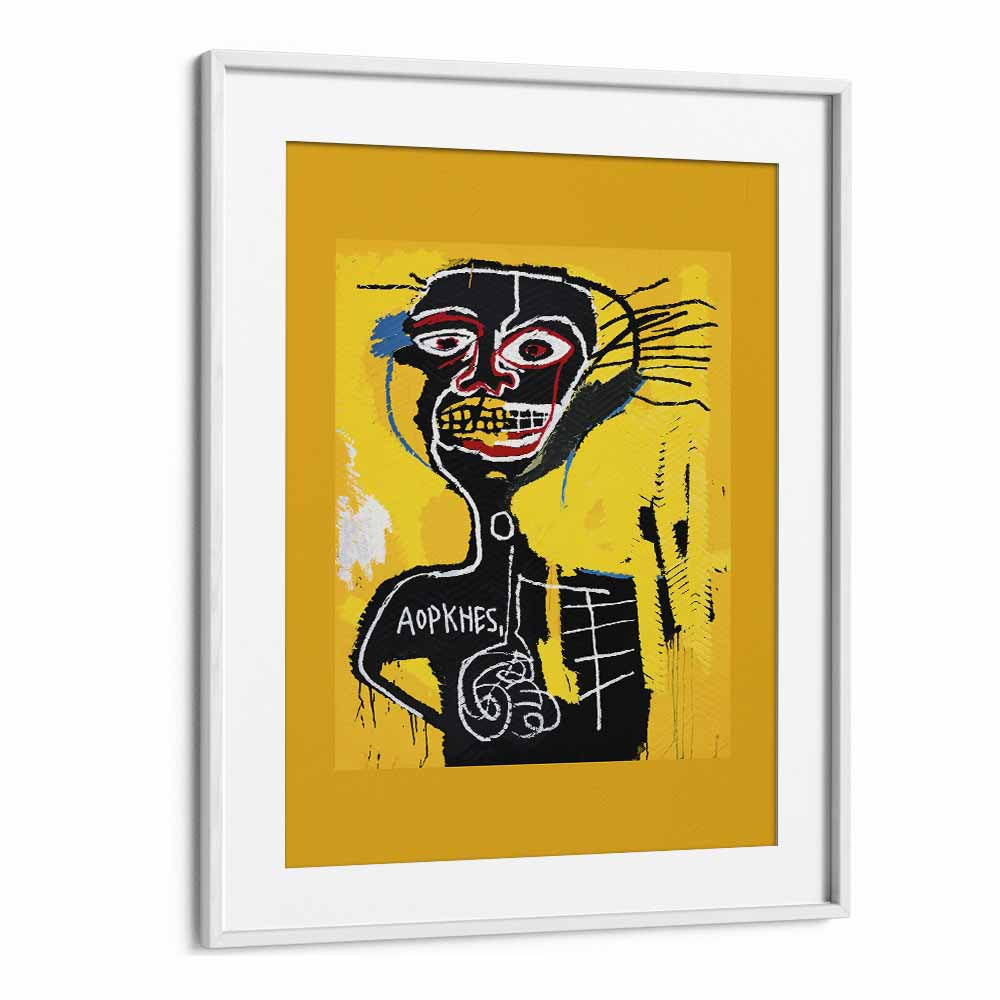 Cabeza By Jean Michel Basquiat (1982) Pop Art Artwork in White Frame With Mount