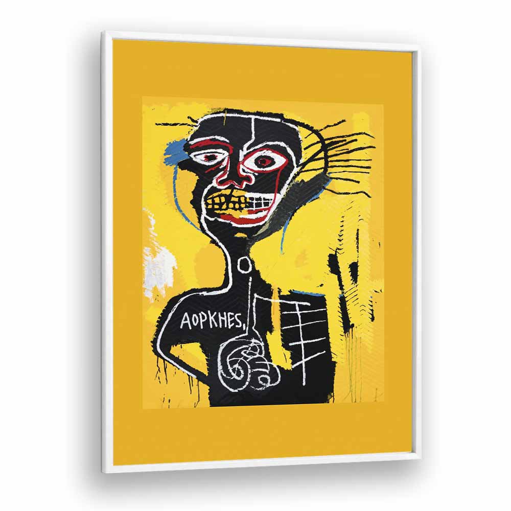 Cabeza By Jean Michel Basquiat (1982) Pop Art Artwork in White Plain Frame