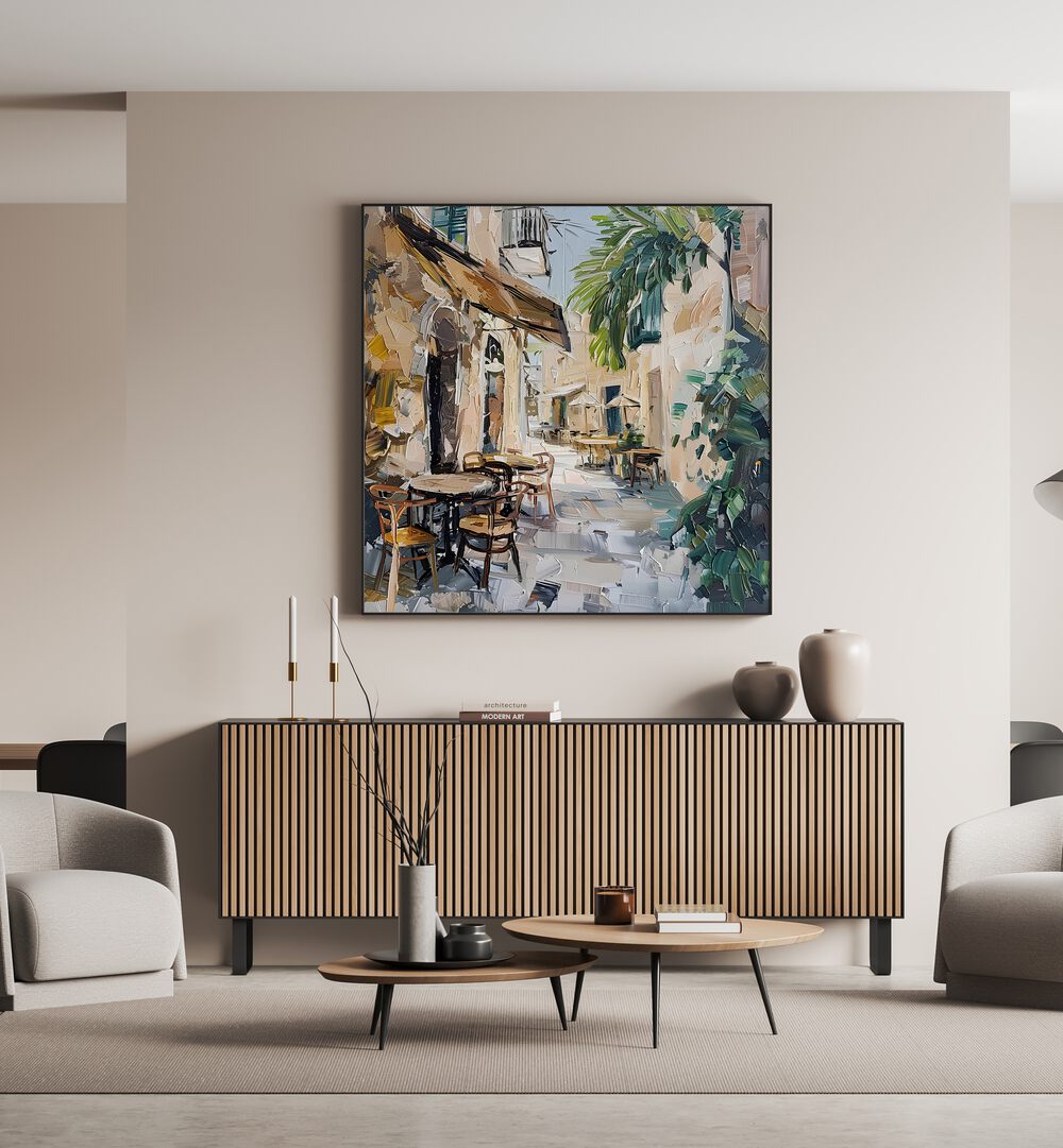 Vibrant decor inspired by CAFE STREET MALLORCA SPAIN, capturing the essence of Mallorca's sun-soaked charm.