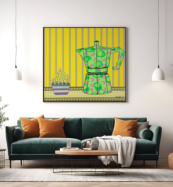 Colorful CAFETERA A CUPCAKE, KITCHEN POSTERS showcase a whimsical coffee maker with cupcake elements, perfect for your kitchen.