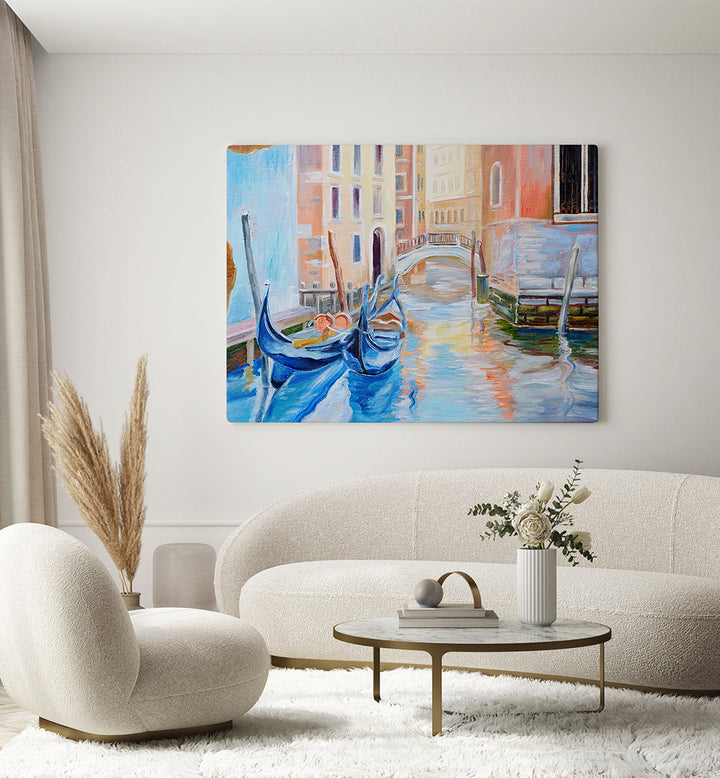 CANALSIDE MEMORIES II , VINTAGE EUROPEAN PAINTINGS