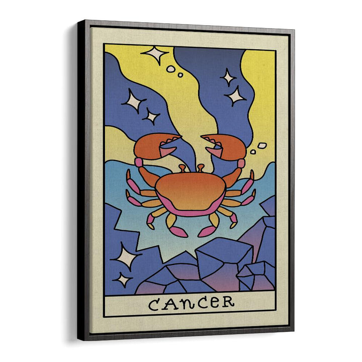 Cancer Zodiac & Tarot Art Artwork in Black Floater Frame