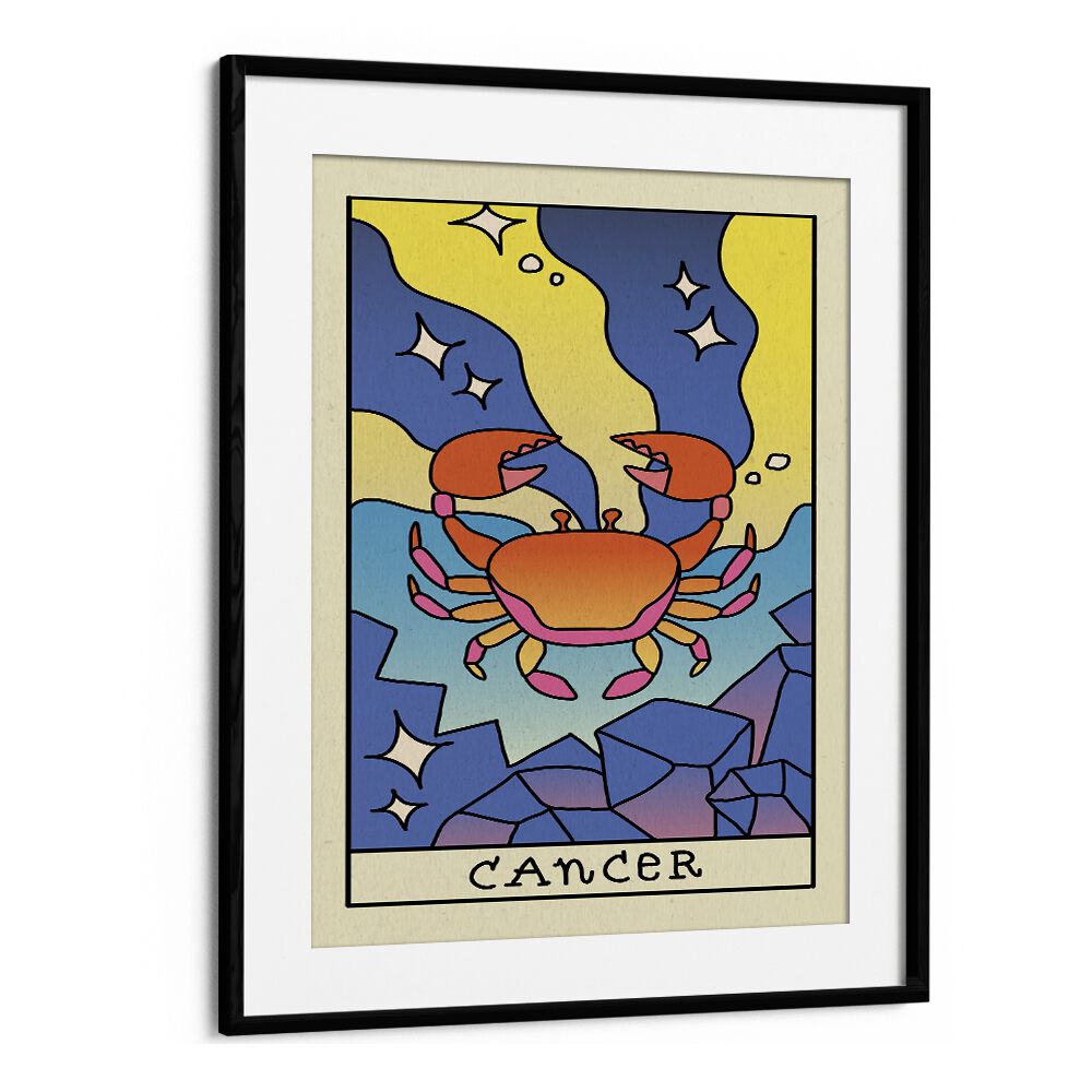 Cancer Zodiac & Tarot Art Artwork in Black Frame With Mount