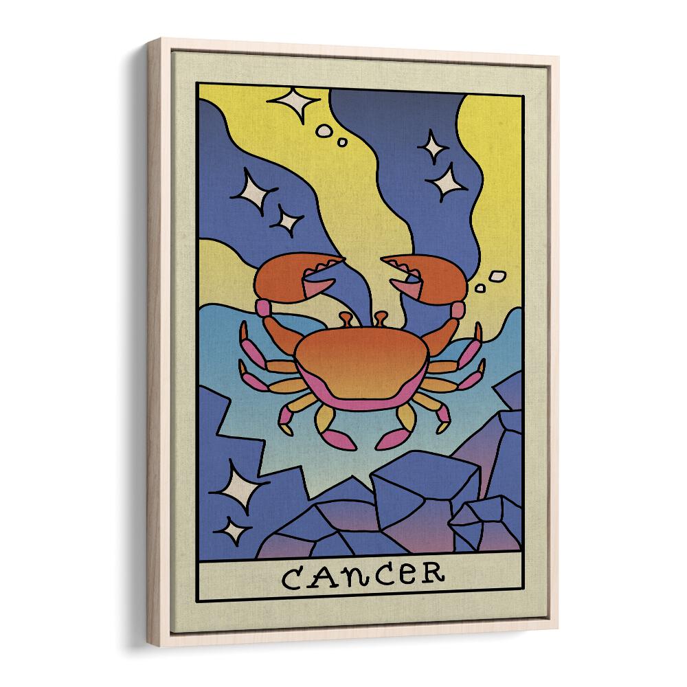 Cancer Zodiac & Tarot Art Artwork in Oak Wood Floater Frame