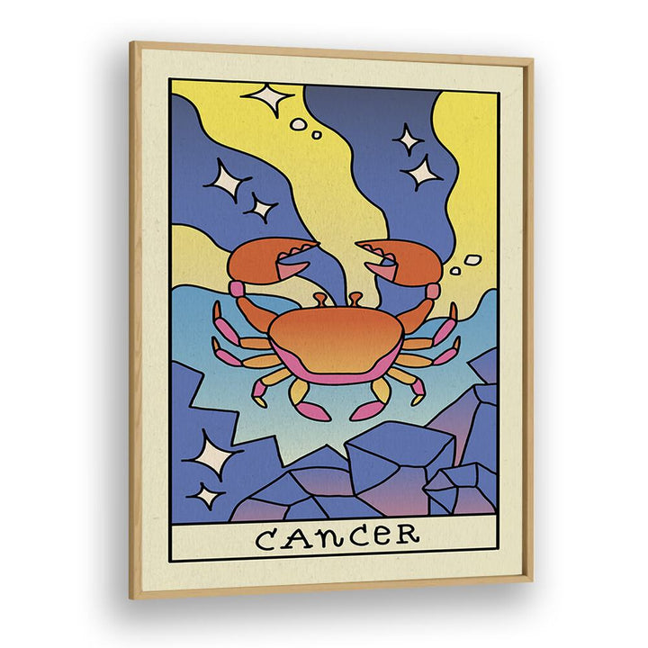 Cancer Zodiac & Tarot Art Artwork in Oak Wood Plain Frame