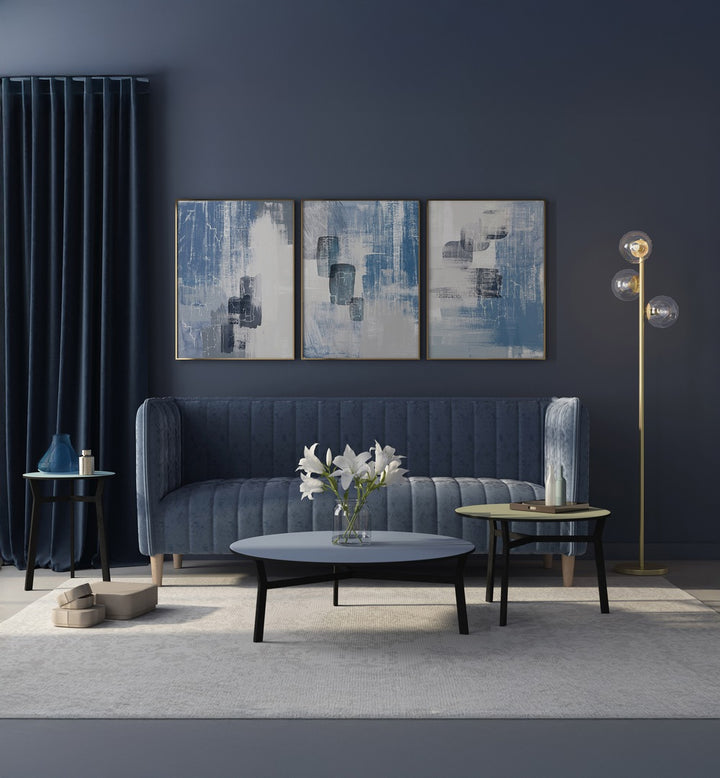 CANVAS BLUE SET , SET OF 3 PAINTINGS