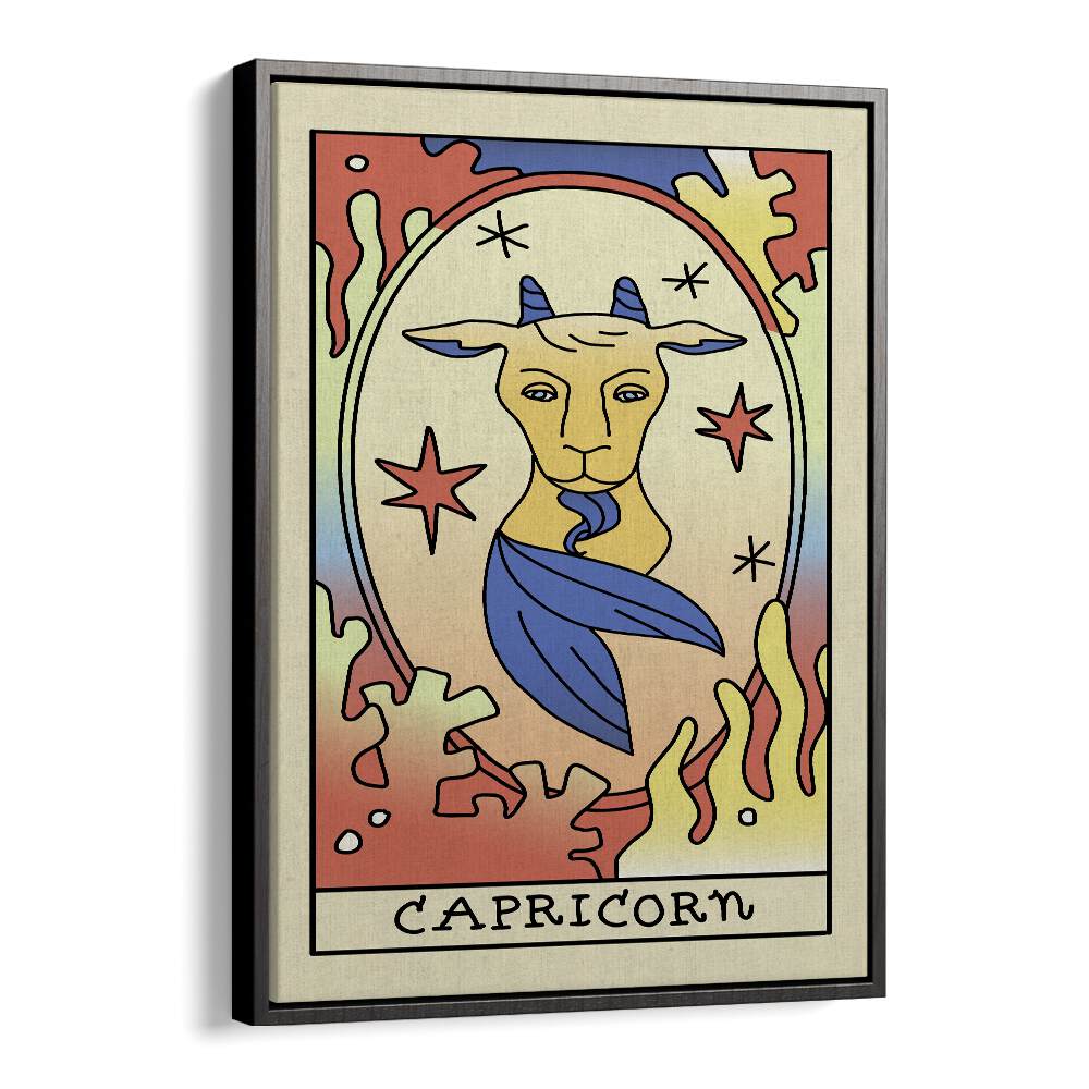 Capricorn Zodiac & Tarot Art Artwork in Black Floater Frame