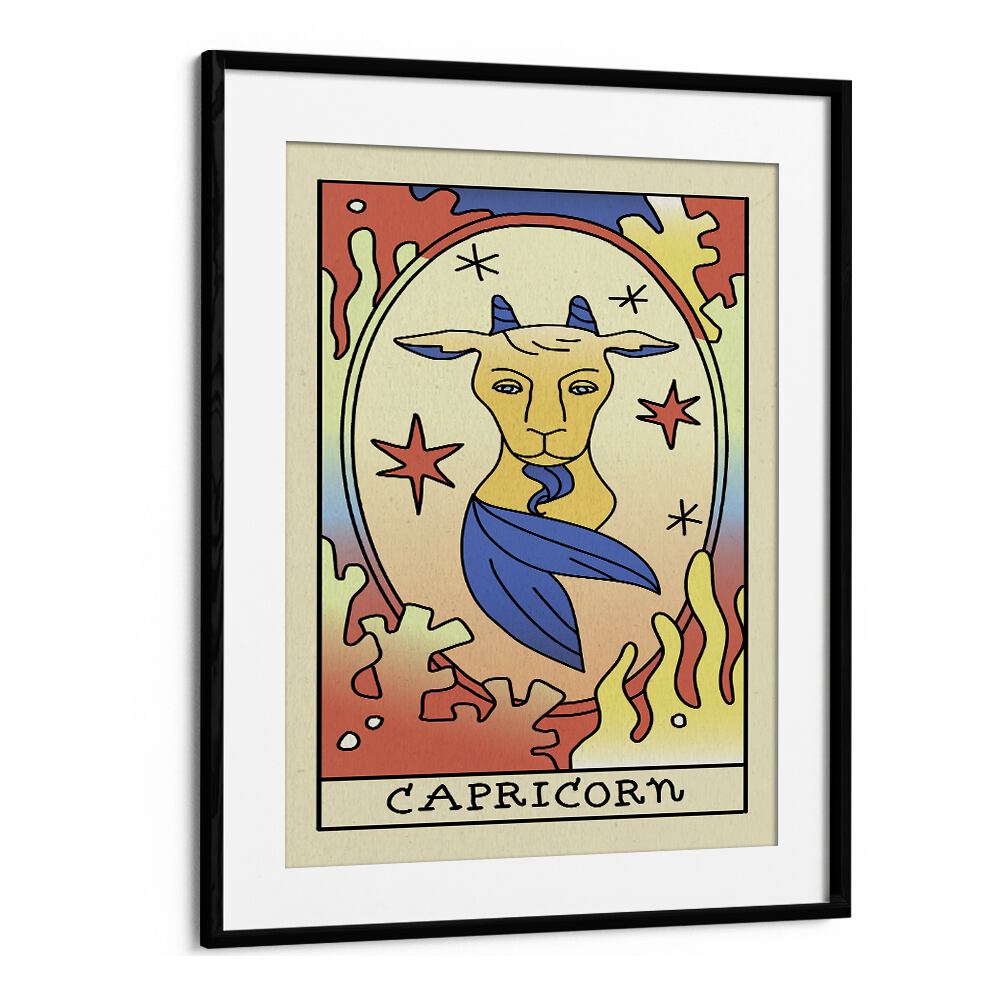 Capricorn Zodiac & Tarot Art Artwork in Black Frame With Mount