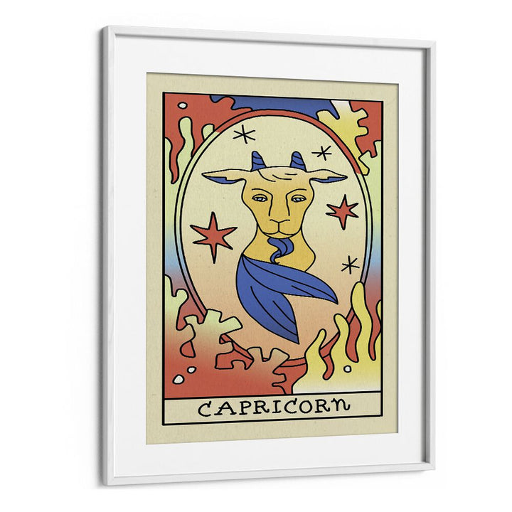 Capricorn Zodiac & Tarot Art Artwork in White Frame With Mount