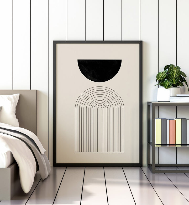 Captivating Black & White Curved boho wall art painting Artwork Hanged on a Wall