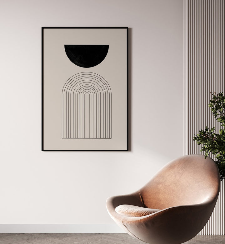 Captivating Black & White Curved boho wall art painting Artwork Hanged on a Wall