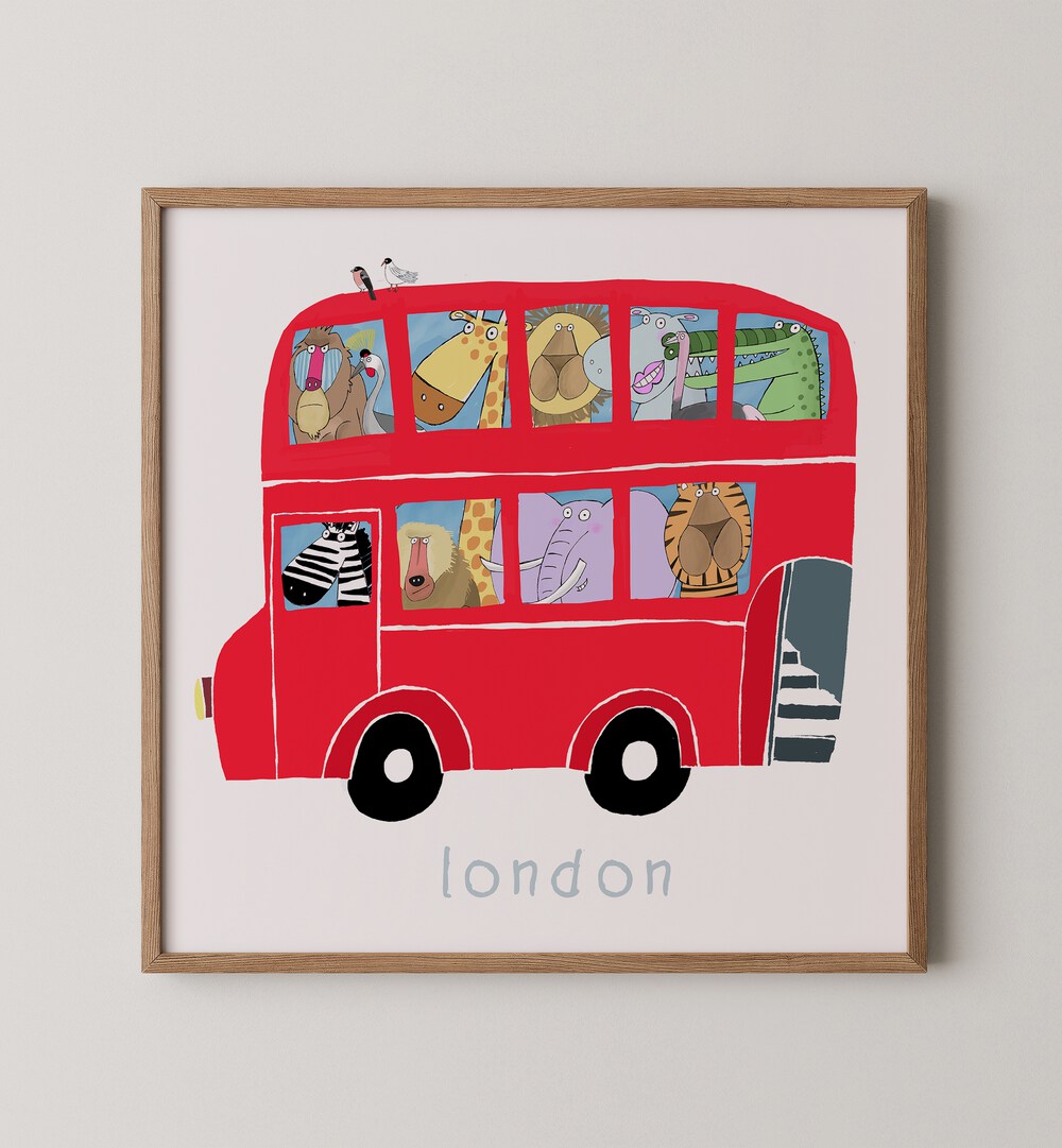 Enhance your decor with the CARLA DALY GALLERY WALL I, GALLERY WALLS featuring a whimsical red bus print.