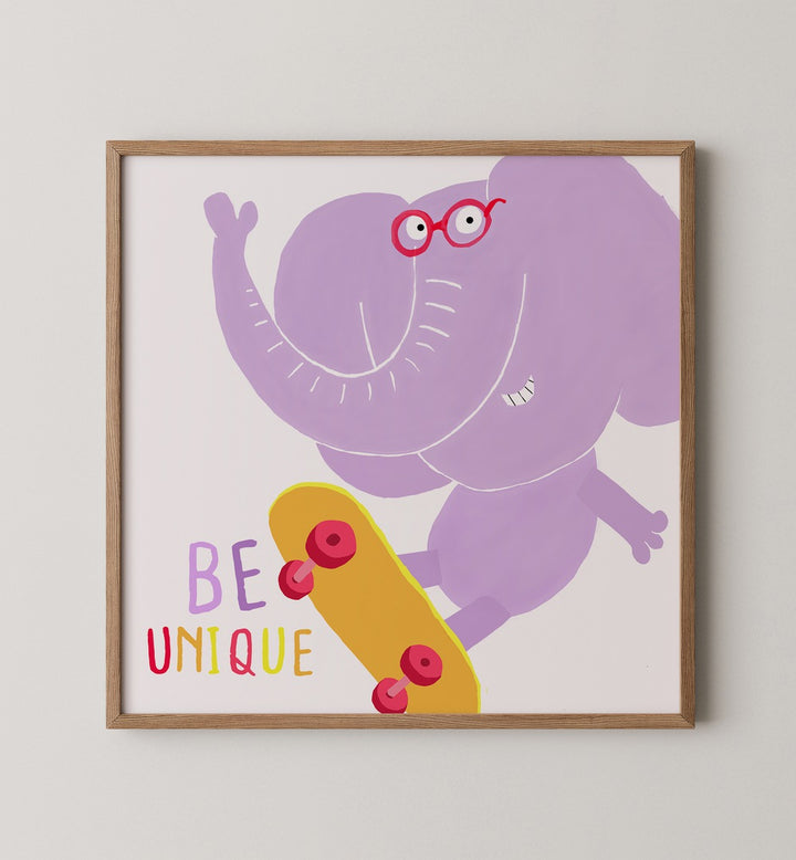 Colorful elephant print from the CARLA DALY GALLERY WALL II, perfect for vibrant GALLERY WALLS in kids' spaces.