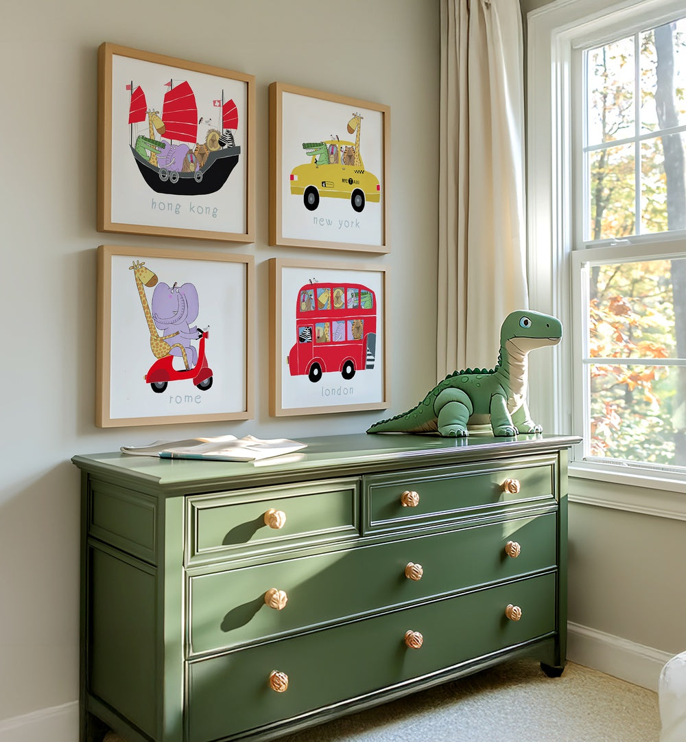 Whimsical art prints in the CARLA DALY GALLERY WALL I, GALLERY WALLS brighten any room with vibrant charm.