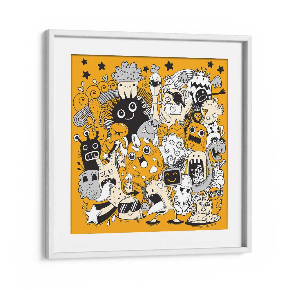 Cartoon Capers Comic Art Artwork in White Frame With Mount