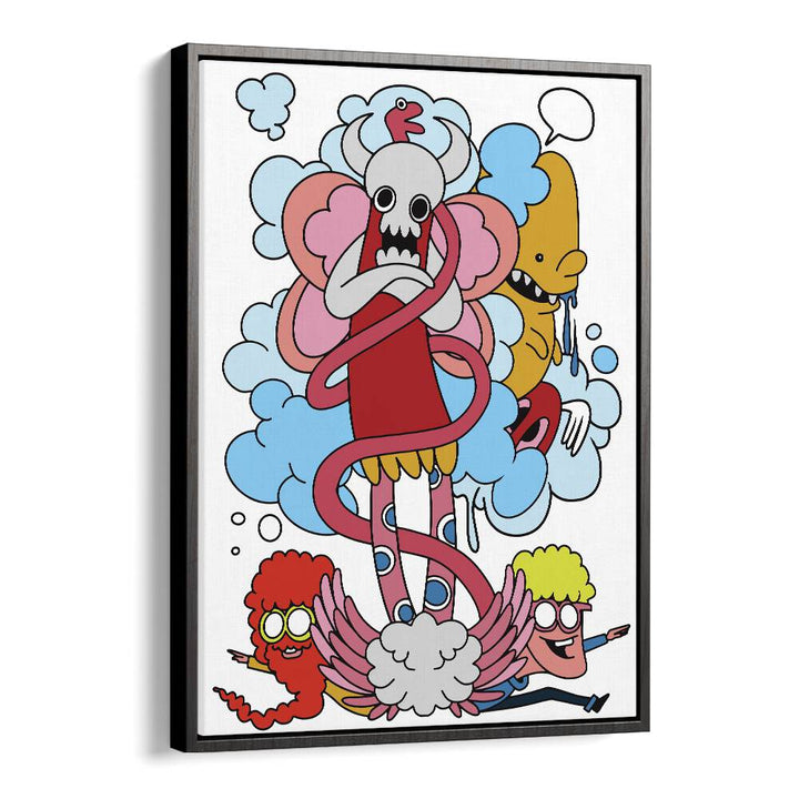 Cartoon Chaos Comic Art Artwork in Black Floater Frame