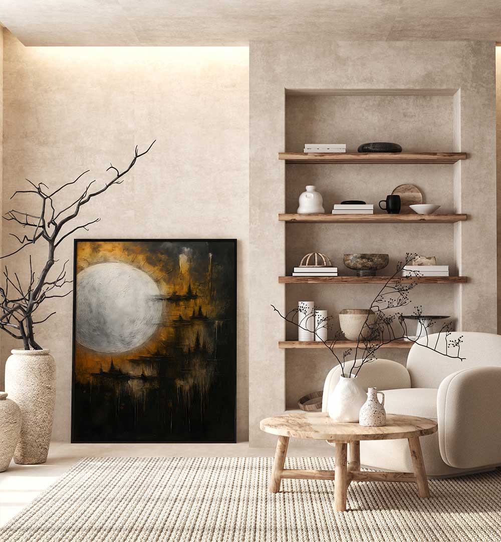 CASTLE UNDER THE MOON , EXPRESSIONISM PAINTINGS