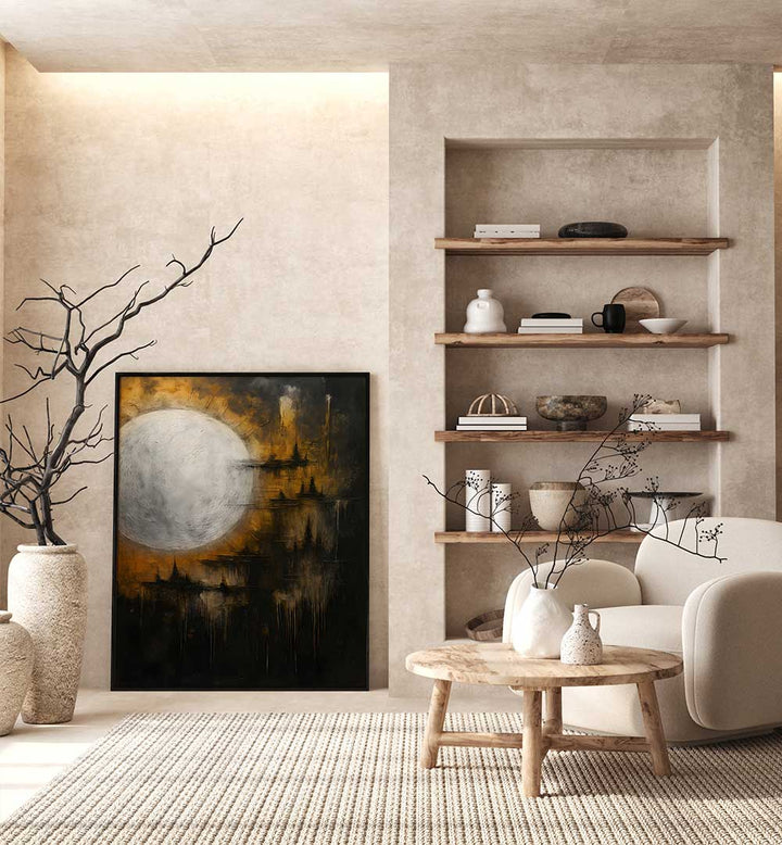 CASTLE UNDER THE MOON , EXPRESSIONISM PAINTINGS