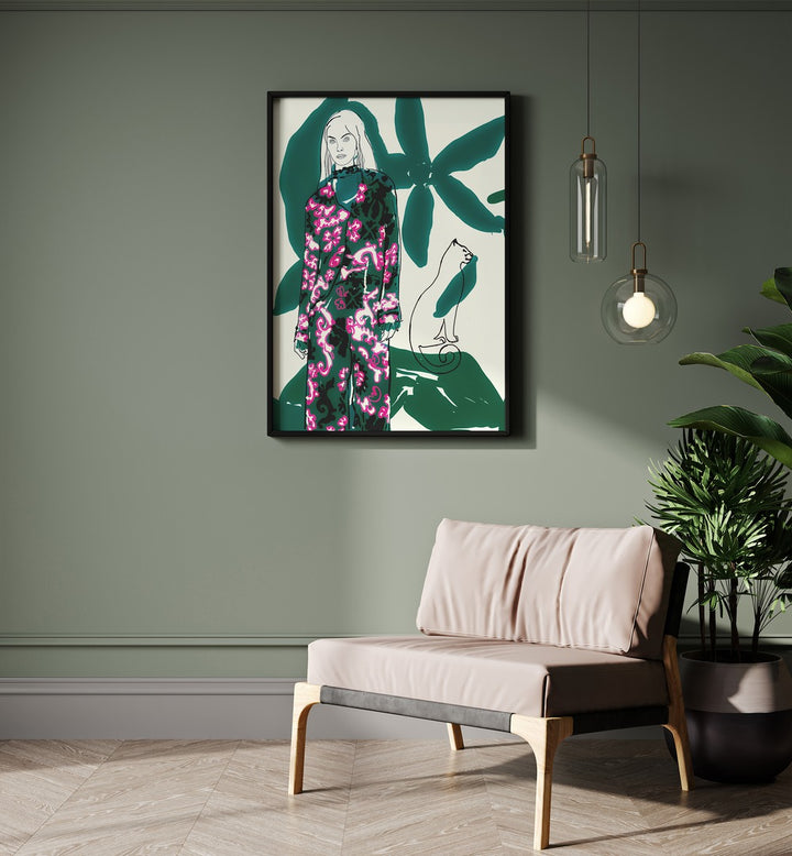 Elegant artwork from CATWALK NO XVIII, PORTRAITS, showcasing modern fashion and artistic expression in a chic setting.