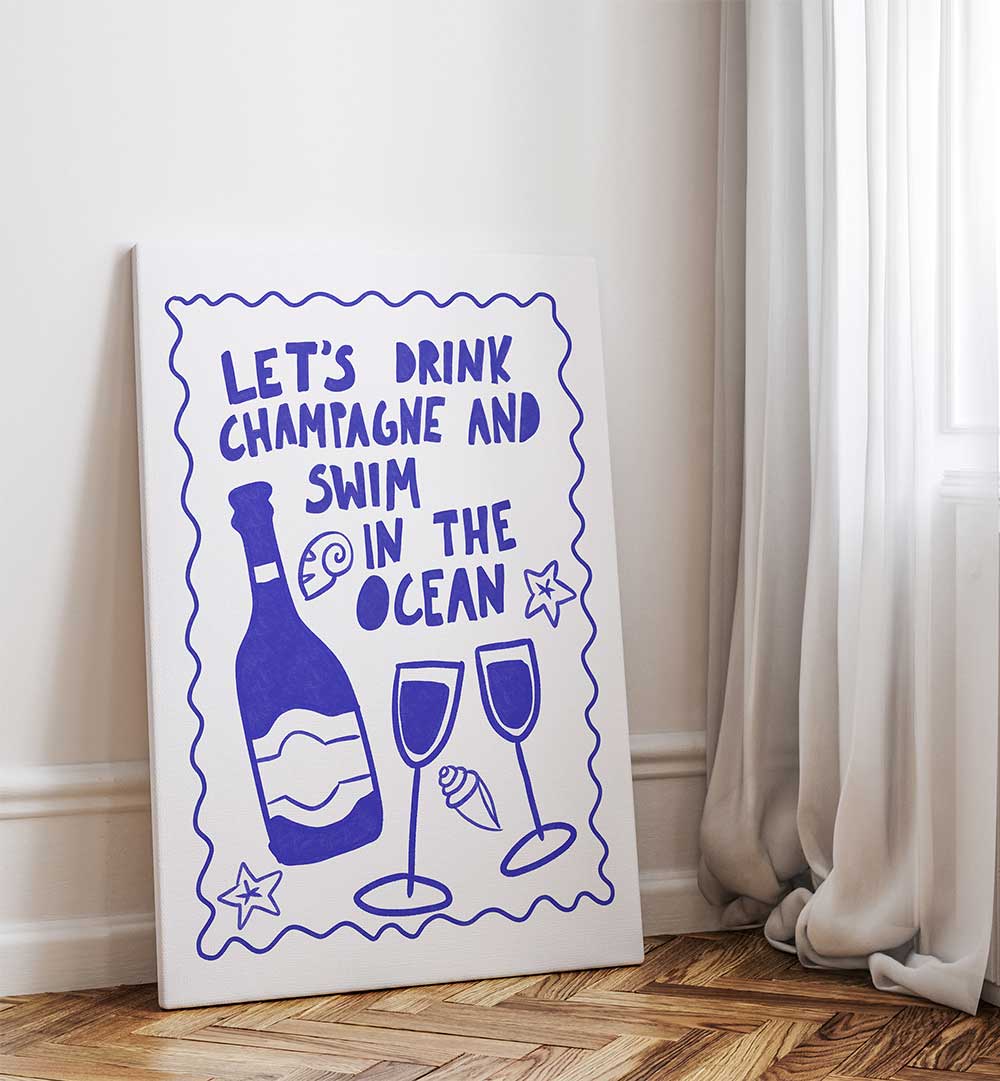 CHAMPAGNE AND OCEAN , BAR & CAFE ART