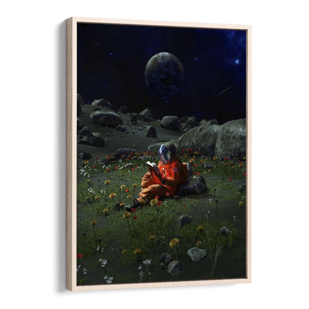 Chapter IX By Francis Minoza Astronaut & Nasa Paintings, Space Art Prints Artwork in Oak Wood Floater Frame
