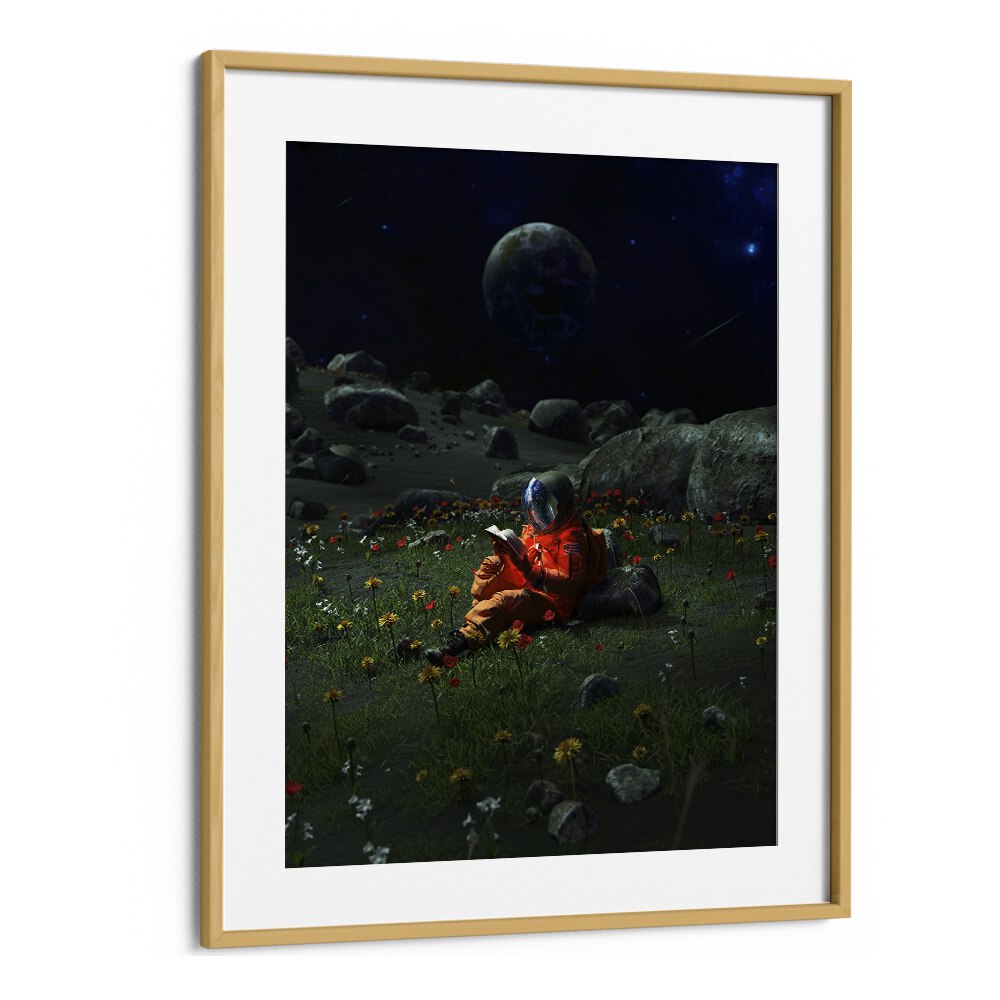 Chapter IX By Francis Minoza Astronaut & Nasa Paintings, Space Art Prints Artwork in Oak Wood Frame With Mount
