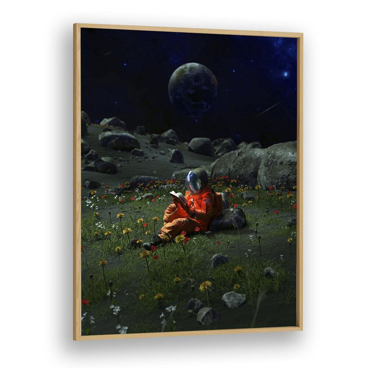 Chapter IX By Francis Minoza Astronaut & Nasa Paintings, Space Art Prints Artwork in Oak Wood Plain Frame
