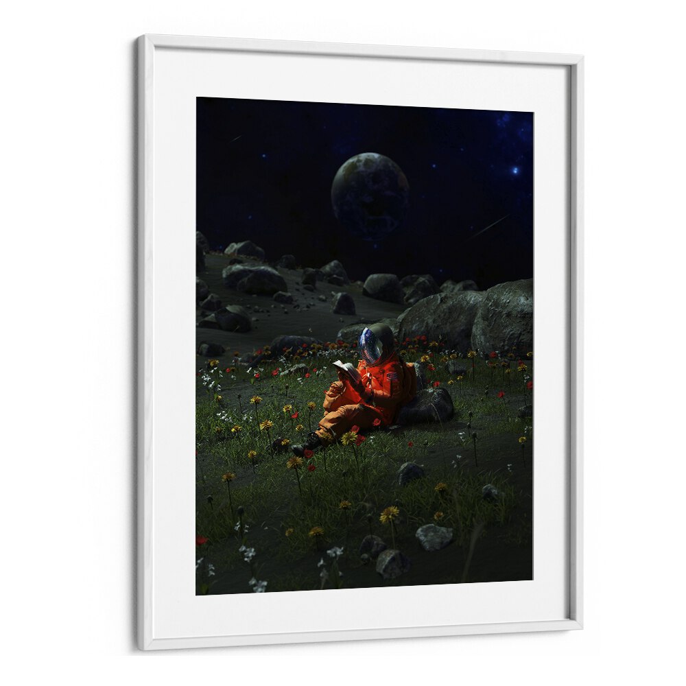 Chapter IX By Francis Minoza Astronaut & Nasa Paintings, Space Art Prints Artwork in White Frame With Mount
