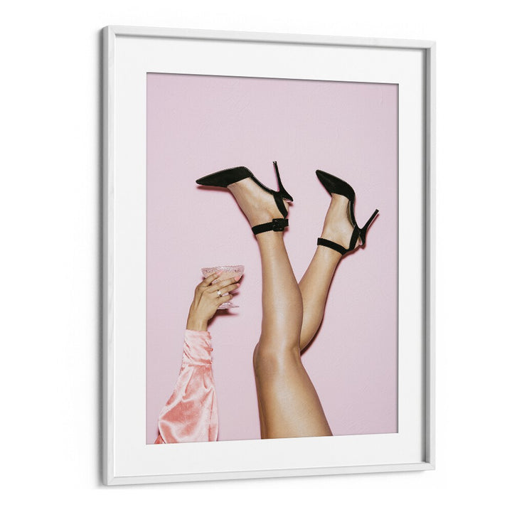 Cheers Peaches Fashion Art Artwork in White Frame With Mount