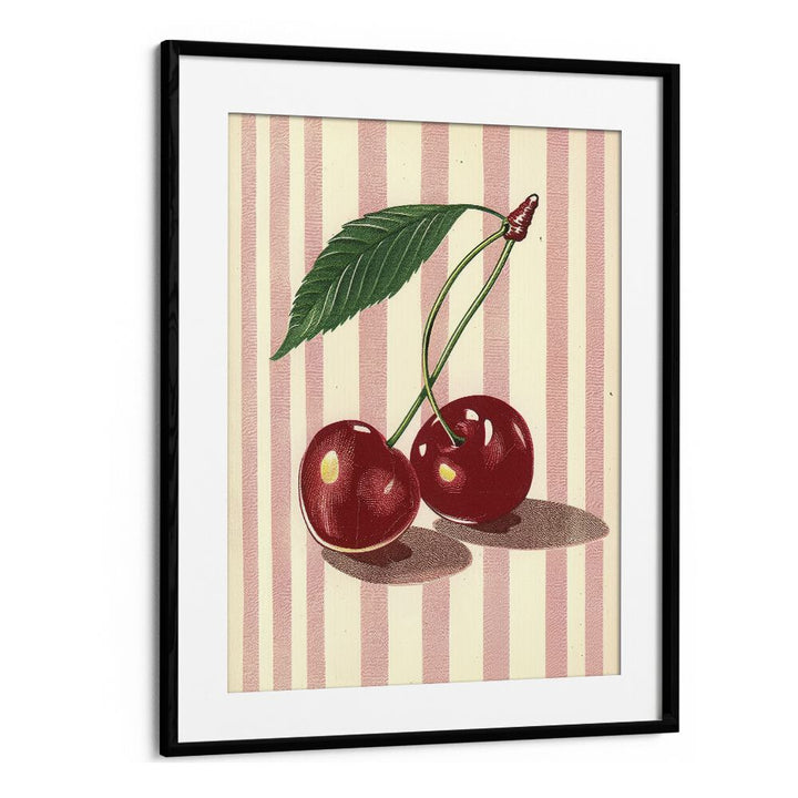 Cherry Lines Kids Art Artwork in Black Frame With Mount
