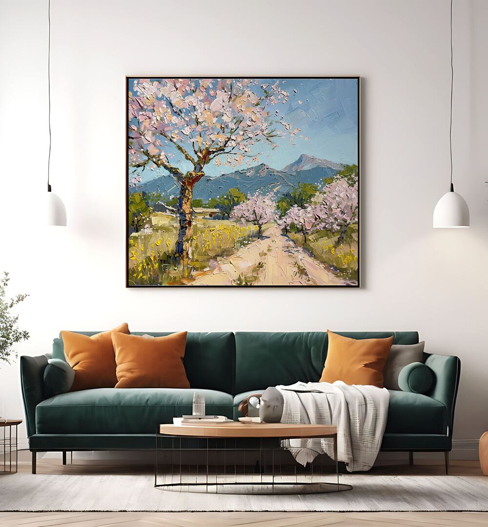 Lively spring scene featuring CHERRY BLOSSOMS III, perfect for enhancing any living space with natural beauty.