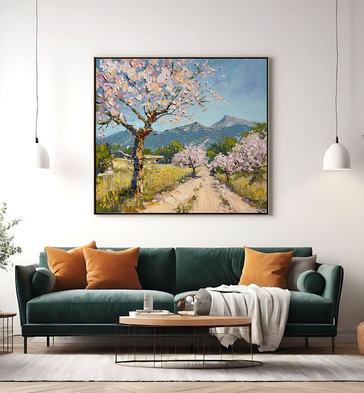 Lively spring scene featuring CHERRY BLOSSOMS III, perfect for enhancing any living space with natural beauty.