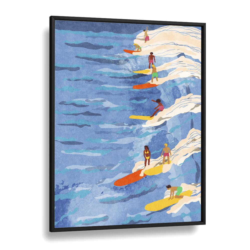 Chilled Surfing Sports Art Artwork in Black Plain Frame