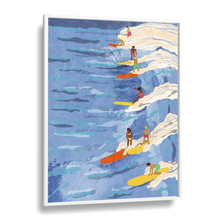 Chilled Surfing Sports Art Artwork in White Plain Frame