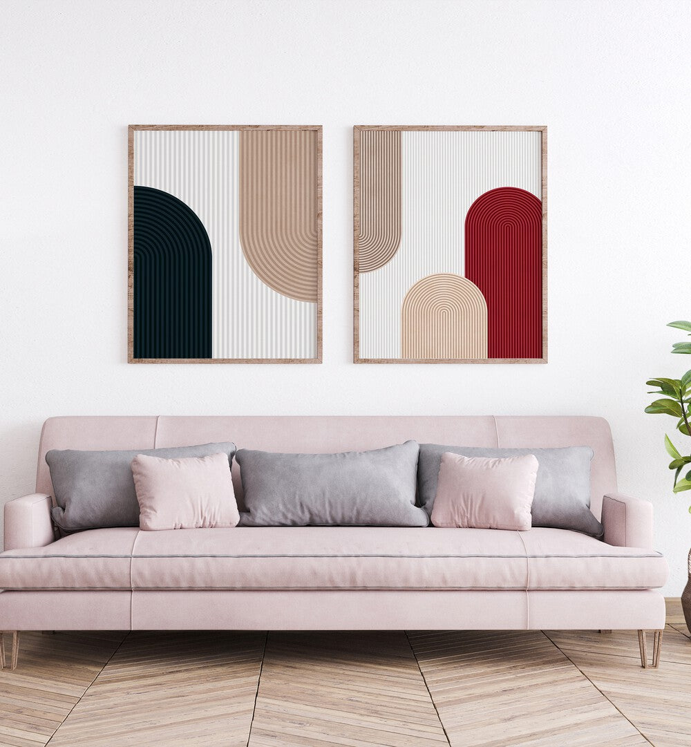 CIRCLE COMPOSITIONS SET , SET OF 2 PAINTINGS