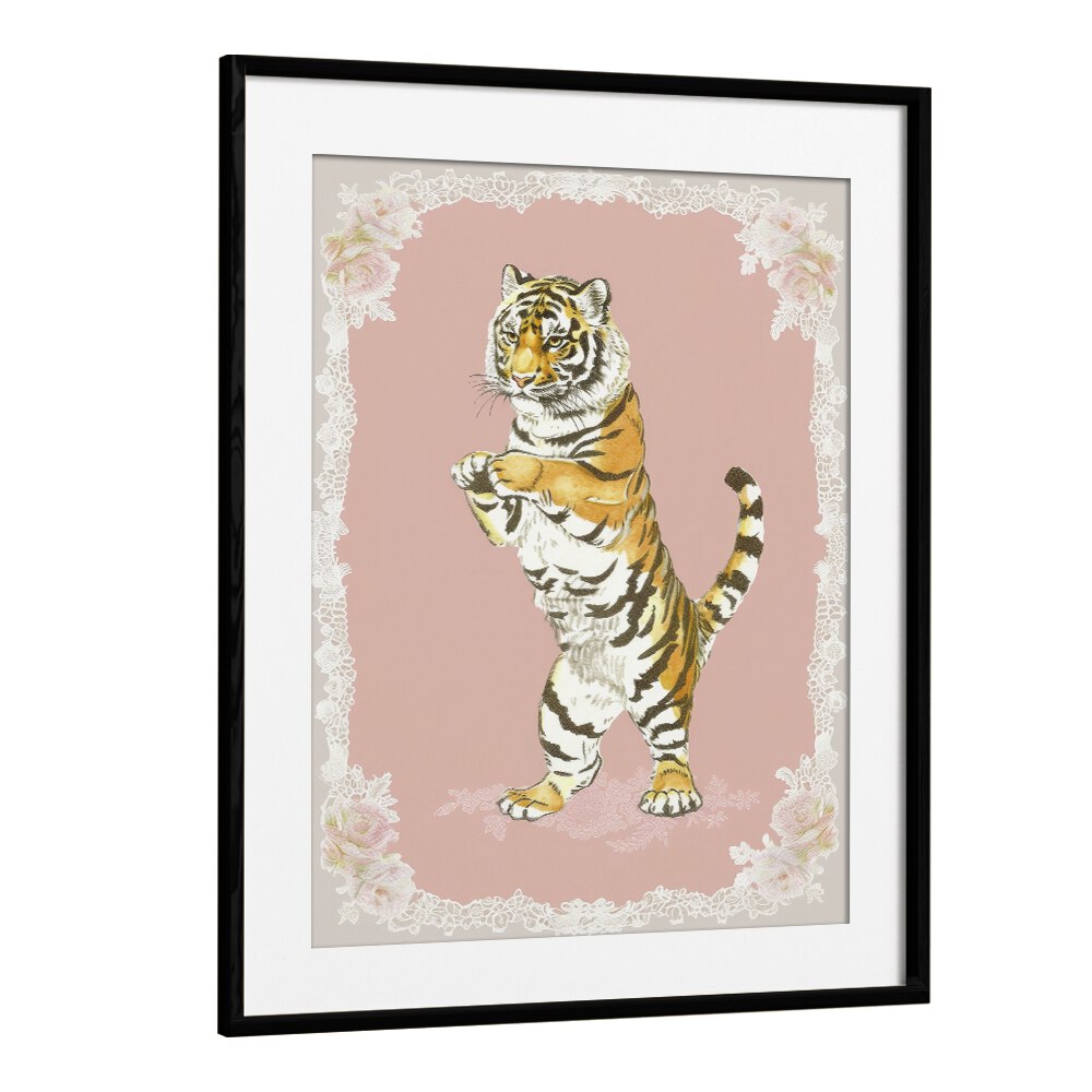 Circus Tiger Kids Art Artwork in Black Frame With Mount
