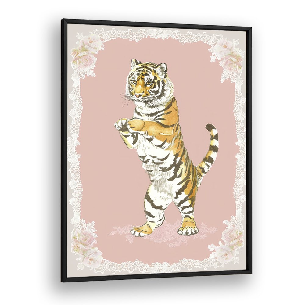 Circus Tiger Kids art Artwork in Black Plain Frame
