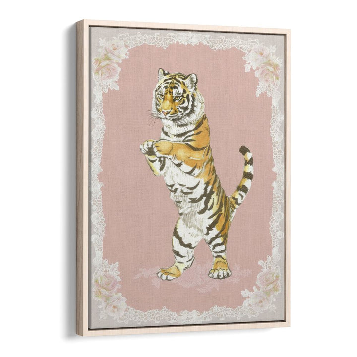 Circus Tiger Kids Art Artwork in Oak Wood Floater Frame
