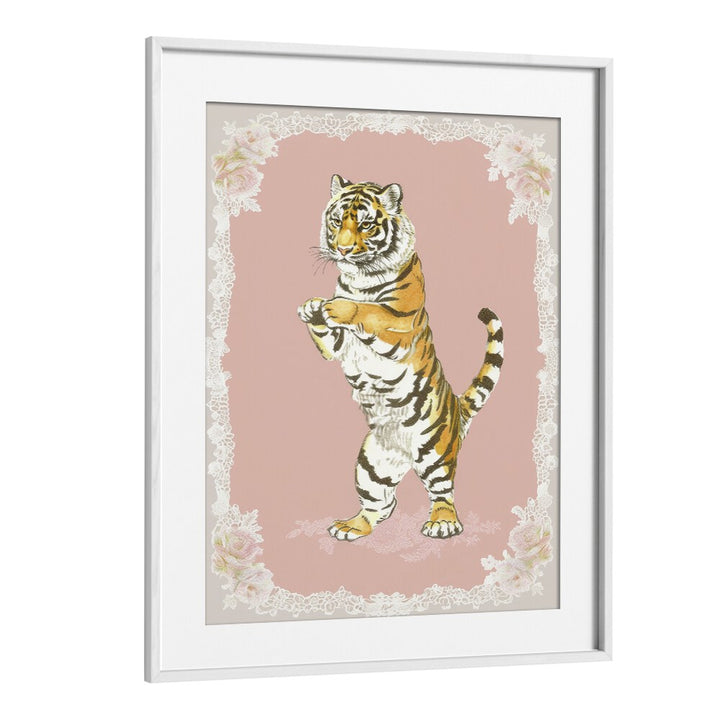 Circus Tiger Kids Art Artwork in White Frame With Mount