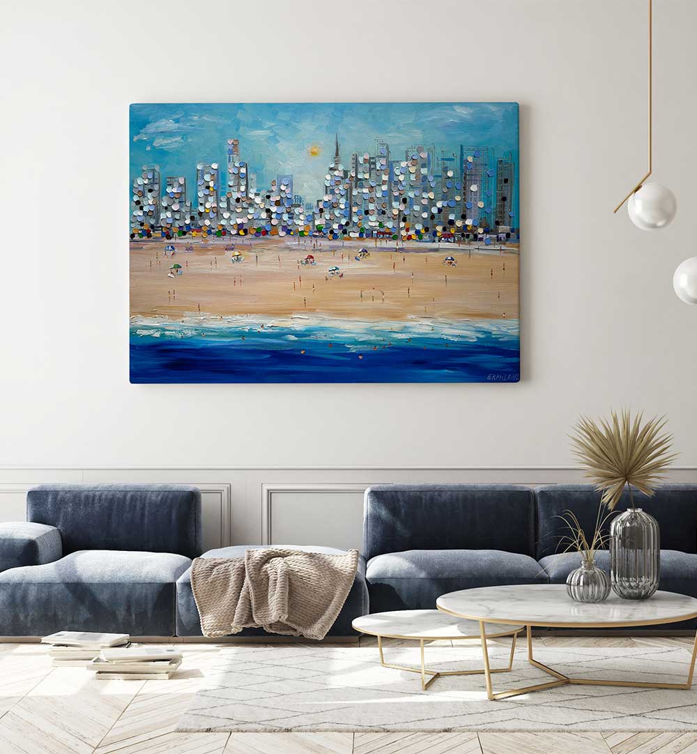 CITY BEACH , MODERN IMPRESSIONISM PAINTINGS