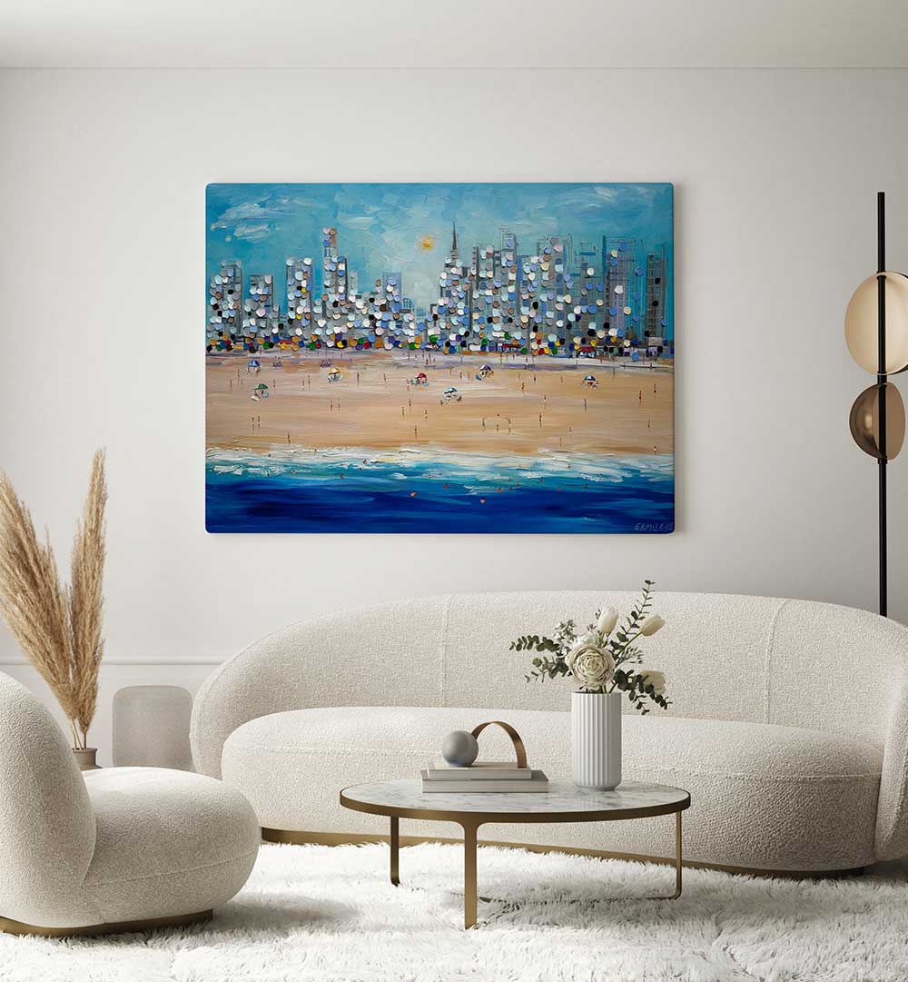 CITY BEACH , MODERN IMPRESSIONISM PAINTINGS