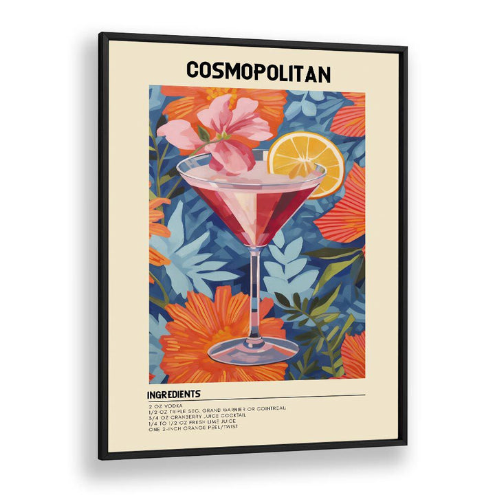 City Lights In A Glass Cosmopolitan Bar & Cafe Artwork in Black Plain Frame