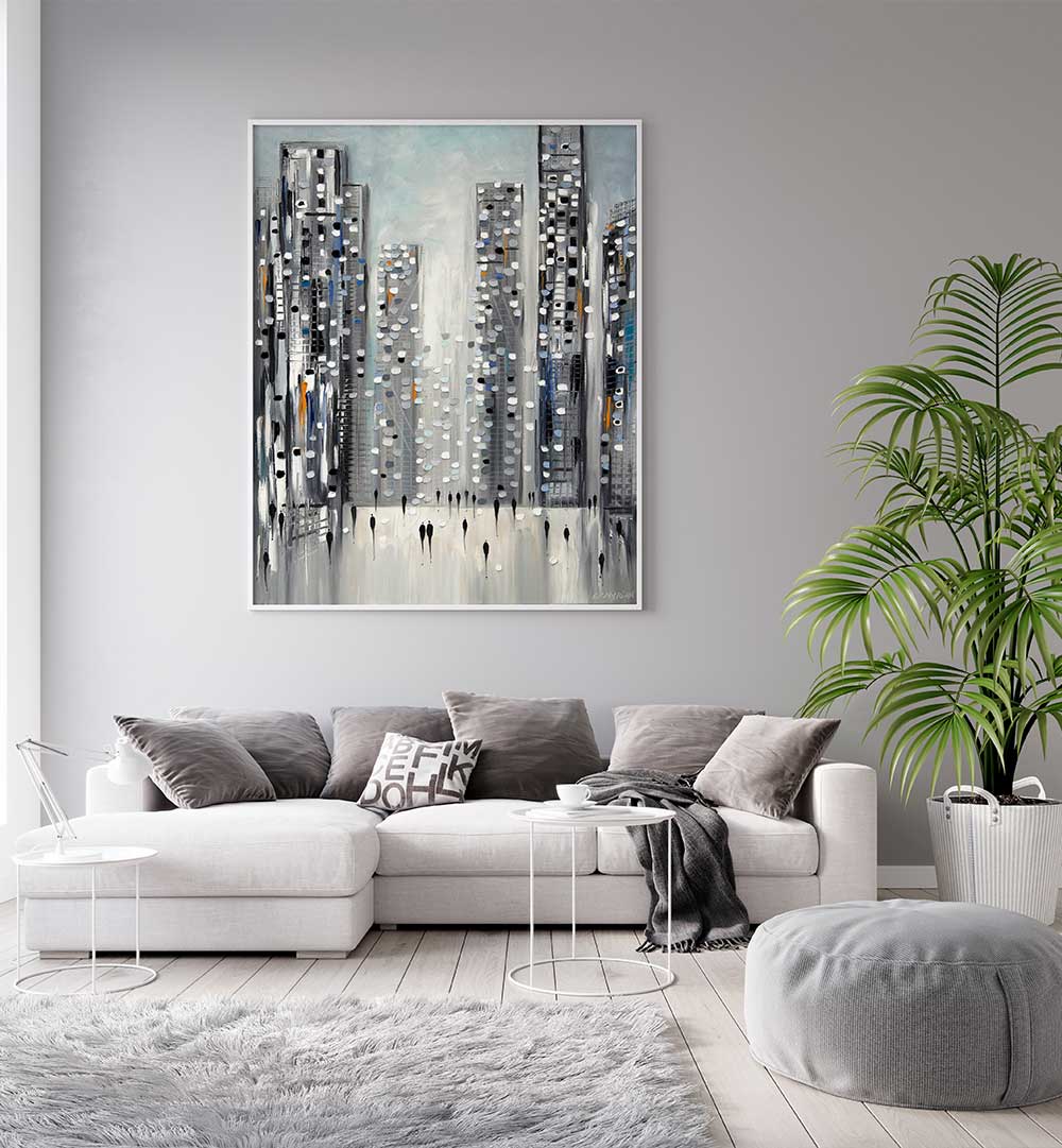 CITY REFLECTIONS , MODERN IMPRESSIONISM PAINTINGS