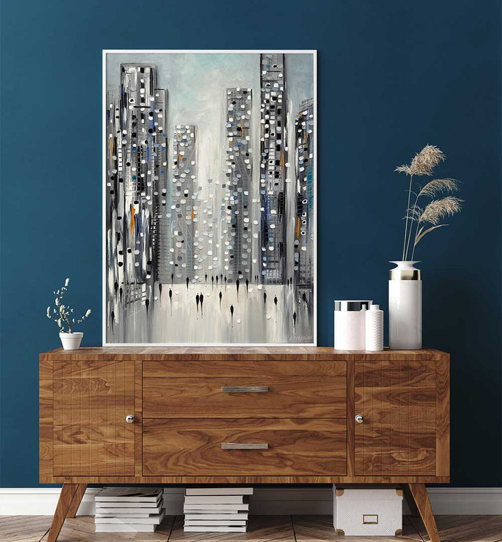 CITY REFLECTIONS , MODERN IMPRESSIONISM PAINTINGS