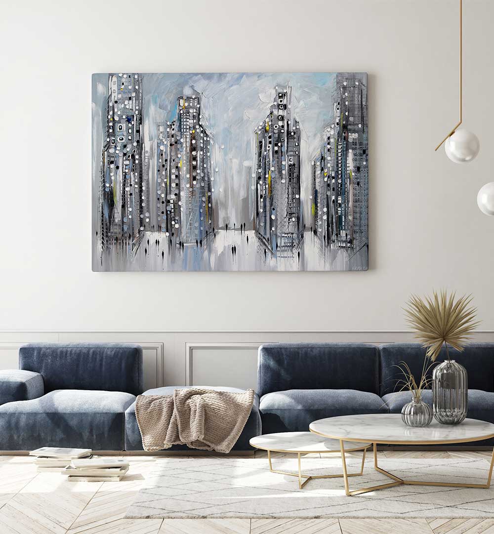 CITY STREET SCENE , MODERN IMPRESSIONISM PAINTINGS