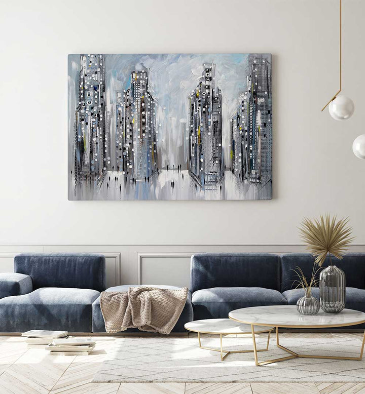 CITY STREET SCENE , MODERN IMPRESSIONISM PAINTINGS