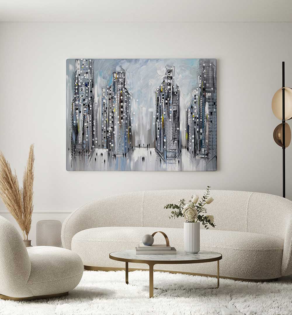 CITY STREET SCENE , MODERN IMPRESSIONISM PAINTINGS